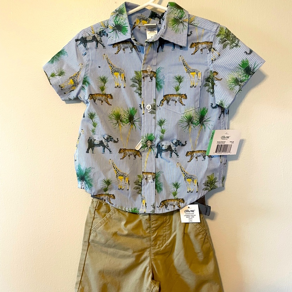 Little Me Safari Button Down and Short Set